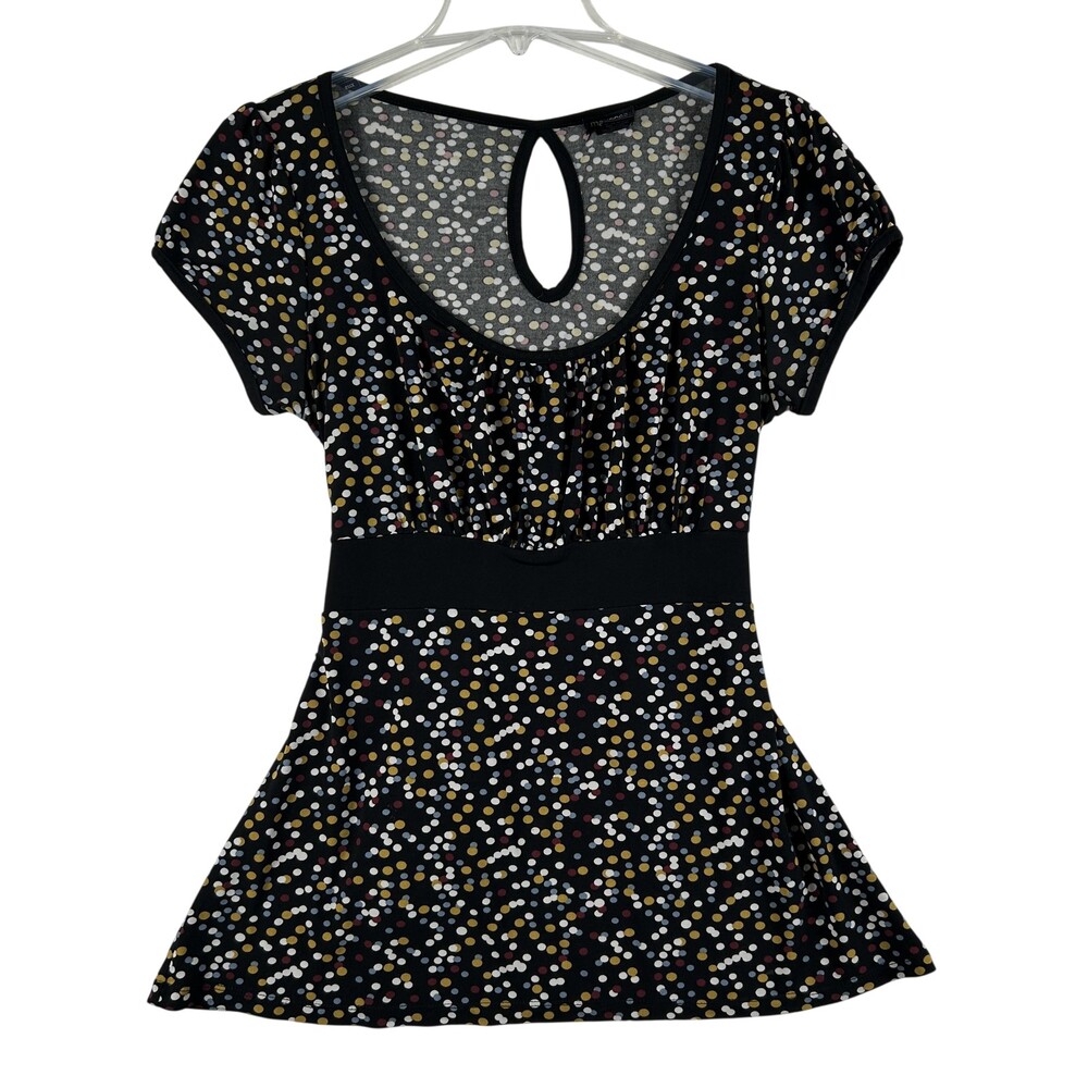 Vintage Maurices Blouse Womens Large Polka Dot Babydoll Tie Back Bow Keyhole Y2K